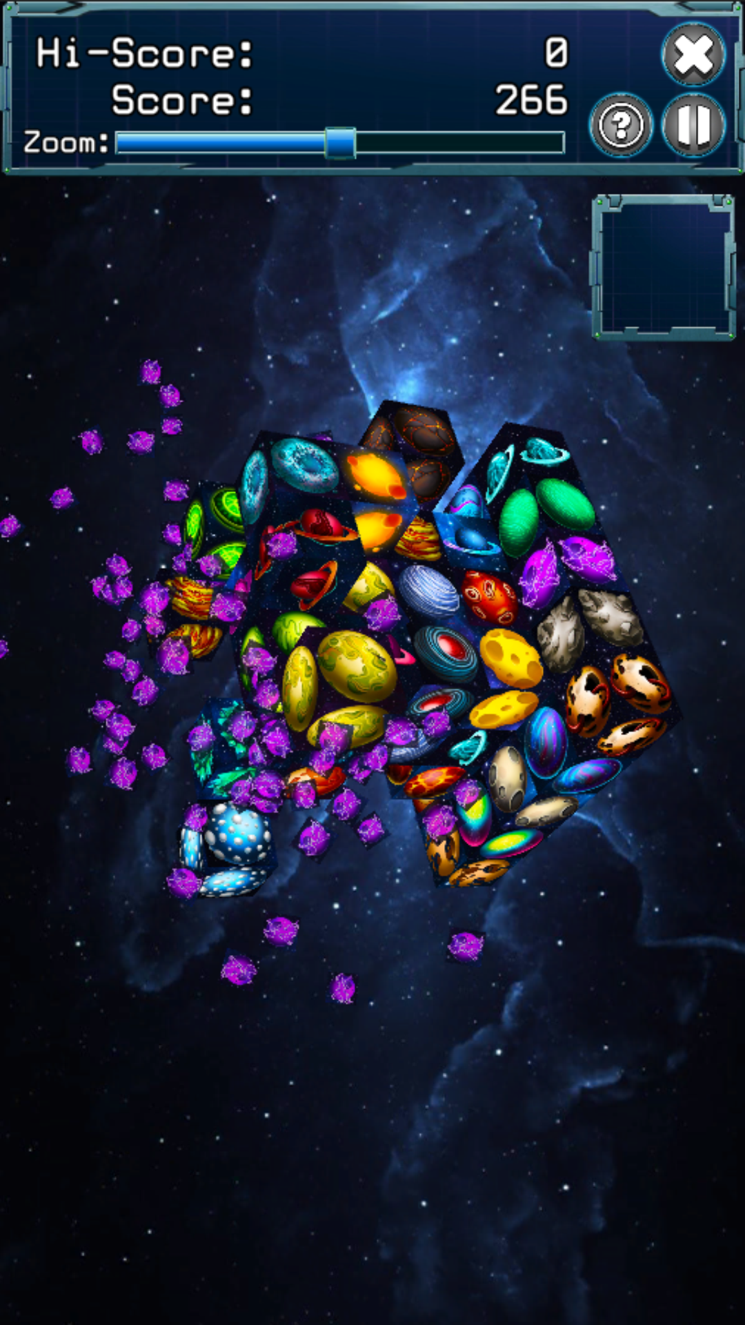 Cosmology - Themed 3D cube matching puzzle game with mini space shooter game